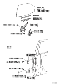 698030N010-REGULATOR SUB-ASSY, REAR DOOR WINDOW, RH