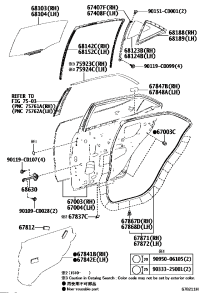 6810302540-Glass sub-assy, rear door, rh
