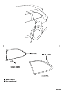 627100E160-WINDOW ASSY, QUARTER, RH