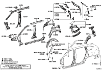585880E070-Pad, rear wheel house, rh/lh