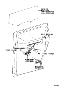 6980130280-REGULATOR SUB-ASSY, REAR DOOR WINDOW, RH
