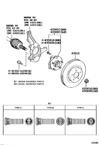 435500R040-HUB SUB-ASSY, FRONT AXLE, RH/LH