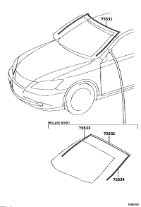 7553133130-MOULDING, WINDSHIELD, OUTSIDE UPPER