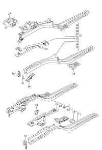 6Q0803091E-Rail with stiffener and weld nut