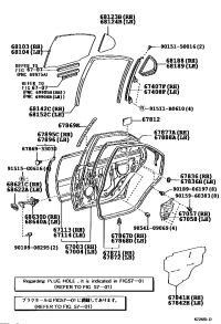 6740733050-FRAME SUB-ASSY, REAR DOOR WINDOW, REAR LOWER RH