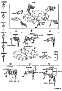 6905150110-CYLINDER & KEY SET, DOOR LOCK, RH