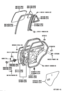 6740848010-BAR SUB-ASSY, REAR DOOR WINDOW DIVISION, LH