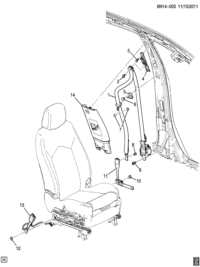 20935435-Seatbelt (retractor side) (w/belt tensioner) (incl. 2,5, 7,9) (shale)