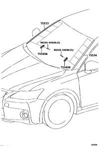 7553576010-MOULDING, WINDSHIELD, OUTSIDE RH