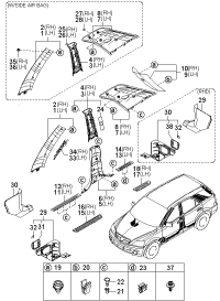 858423E000CY-TRIM ASSY- D PILLAR,RH