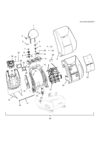 22867390-Garnish assy-fr seat back cush (wrap black board) (24 parts)
