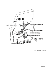 6980328010-REGULATOR SUB-ASSY, REAR DOOR WINDOW, RH