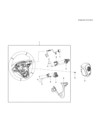 23426336-Cover, steering wheel spoke (trim board, w/cruise and audio switch, black, chrome plated, 1st design