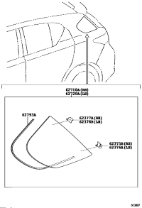 6279376010-Moulding, quarter window, lower