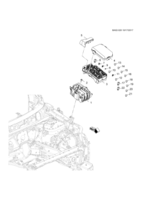 23287076-Bracket, engine wiring fuse box