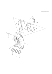 84089085-Caliper, front 4X42, aluminum, stationary, 17 rr support, 550H lng, w/emblem, rh/lh