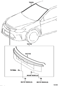 7577006060-MOULDING ASSY, HOOD, FRONT