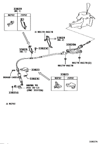 338230D030-BRACKET, TRANSMISSION CONTROL CABLE, NO.1