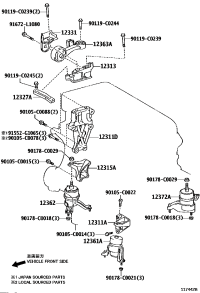 123190V080-BRACKET, ENGINE MOUNTING, RH(FOR TRANSVERSE ENGINE)