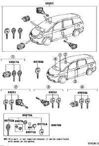 6905128330-CYLINDER & KEY SET, DOOR LOCK, RH