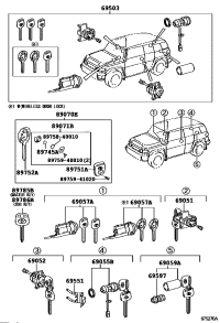 6905135170-CYLINDER & KEY SET, DOOR LOCK, RH