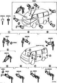 6905126060-CYLINDER & KEY SET, DOOR LOCK, RH