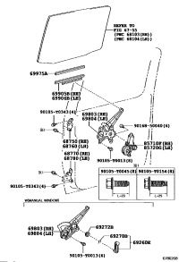 698030K110-REGULATOR SUB-ASSY, REAR DOOR WINDOW, RH