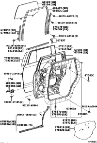 681030C110-GLASS SUB-ASSY, REAR DOOR, RH