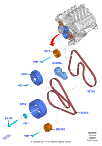 BL3Z6A228B-BELT TENSIONER,V RIBBED-LR