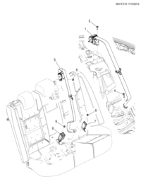 22839799-Retractor, rear seat belt (incl. 4)