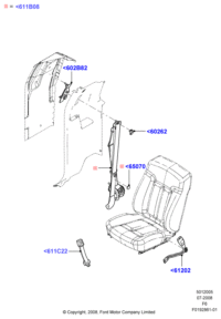 BL3Z18611B08AB-S/BELT ASSY-RR CLR 3PT LH
