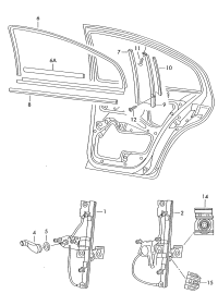 1U0839461B-WINDOW LFTR W/O MTR LH/VW-POLO