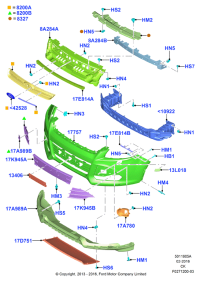 CJ5Z9942528F-In the front grille/name plate/Ford oval