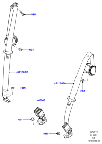 LR009116-S/BELT ASSY-RR CLR 3PT LH