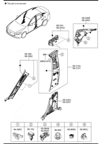 BELG68230-Retainer assy-B pillar lower rh (l)