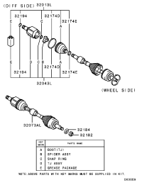 MR580449-SHAFT AS,FR AXLE DRIVE,LH