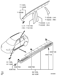 7410A969XA-TAPE,RR DOOR SASH