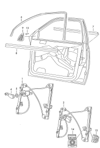 1U0837461B-WINDOW LFTR W/O MTR LH/VW-POLO