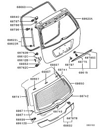 MN145655-GAS SPRING,TAILGATE,LH