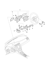 5G0959442TIHA-Knob set-multifunction, for steering wheel satin black/bright chrome