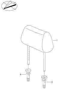 1K0881920E-Guide, button-headrest, adjustable seat
