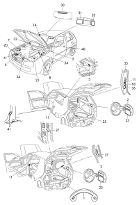 3B0010219B-Plate, with schematic, for-airbag/child seat-forbidden- label with the following language: compani