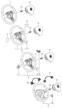 3C8419091BEE74-Multifunction steering wheel (leather)