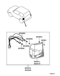MR535075-Lamp set, comb, rr lh