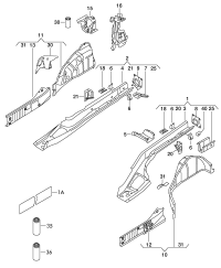 1K8803502-Rail with stiffener and weld nut