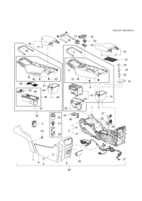 22743355-Holder, front floor console cup (4 parts) (incl. 29)