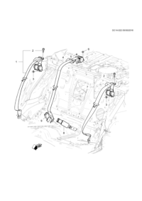 23397781-Retractor, rear seat belt (low fitting, fixed seat, no alarm, front floor latch) (for 2nd design see