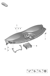 992857003POW8-Instrument panel leather deprecated parts graphite blue/limestone