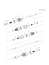 13291734-Kit, front wheel drive shaft cv joint outer boot repair (incl. 2-5) (14,15 parts)