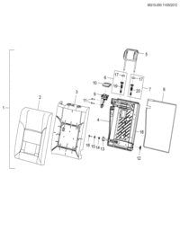 20998670-Pad, rear seat back (incl. 2-8,10,12-16)